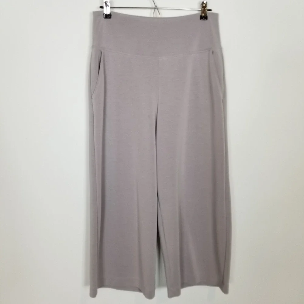 Athleta Light Gray Cropped Wide-Leg Pants